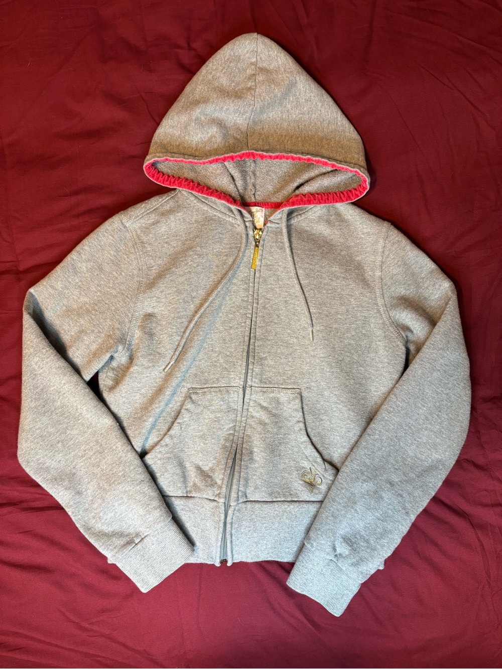 South Pole y2k grey fitted zip up hoodie with red trim